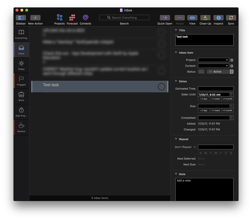 omnifocus setup examples