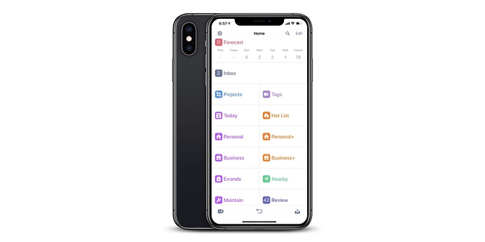 OmniFocus 3 for iOS - iPhone XS Max - Home