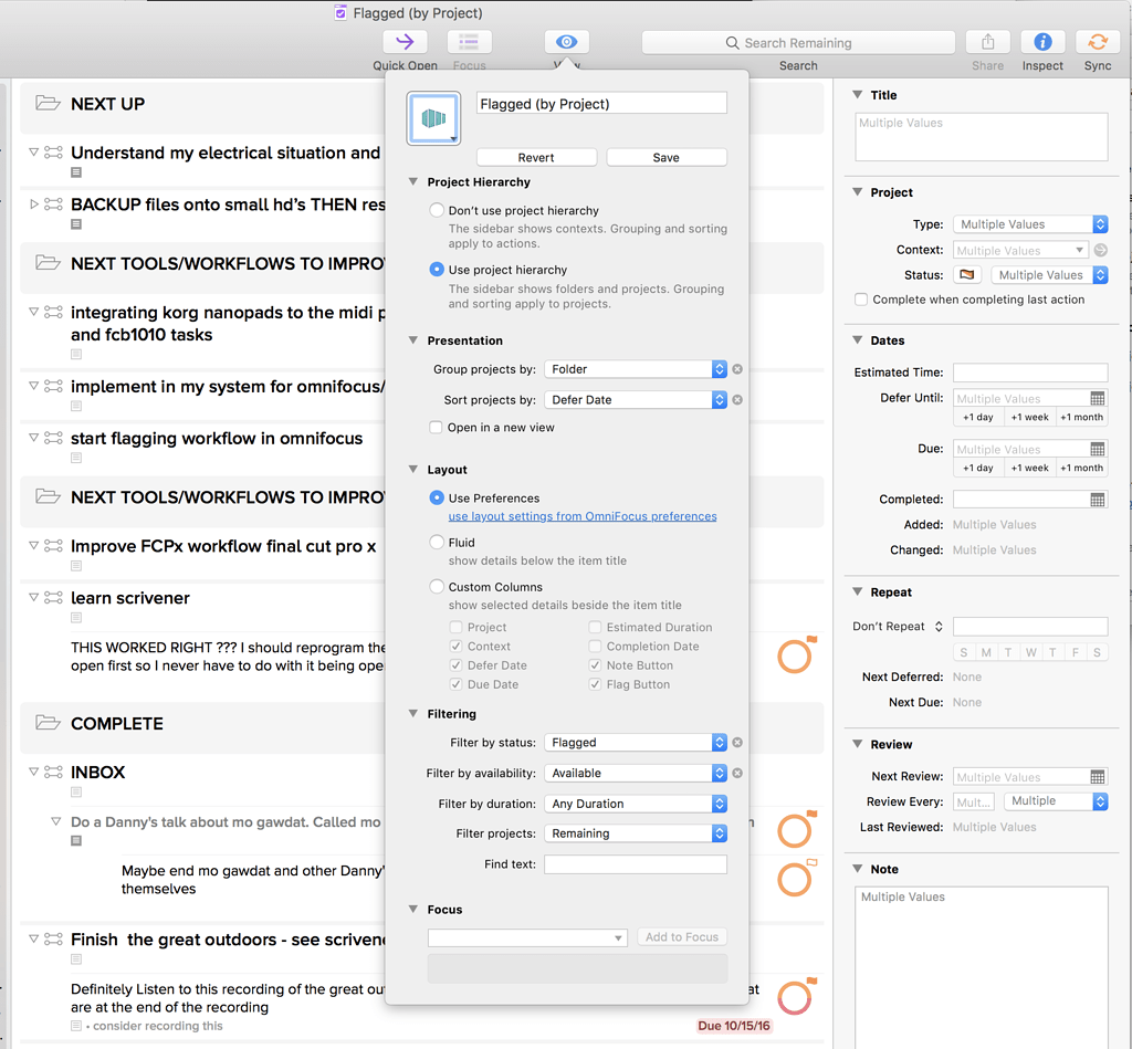 omnifocus for mac repeated tasks deferred another