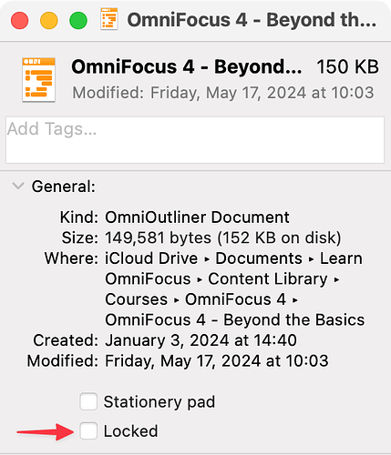 Lock OmniOutliner - Mac
