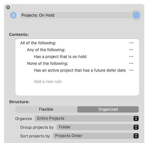 OmniFocus Perspective - Projects On Hold