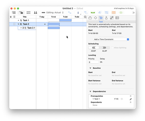 Task group - task dependency