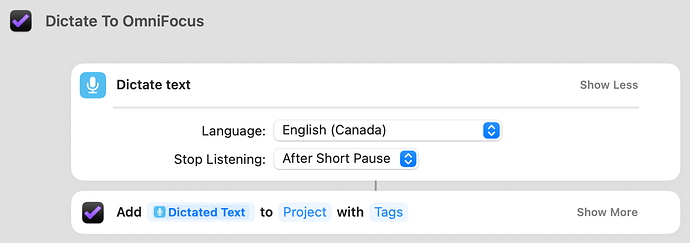 OmniFocus Shortcut - Dictate to OmniFocus