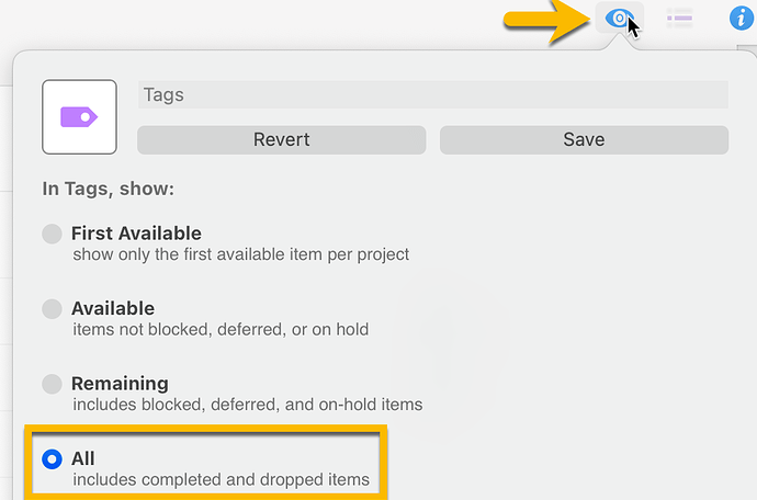 OmniFocus for Mac - View All Tags
