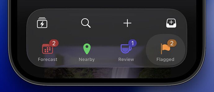 OmniFocus 4.8 navigation bar screenshot