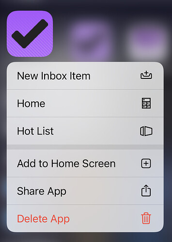 OmniFocus 3 for iOS - App Menu