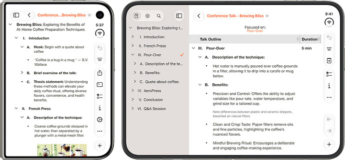 iPhone Duo Screenshots: OmniFocus 6.4 on exterior and interior displays