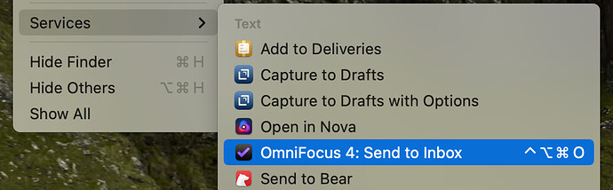OmniFocus 4 for Mac - Clippings Shortcut