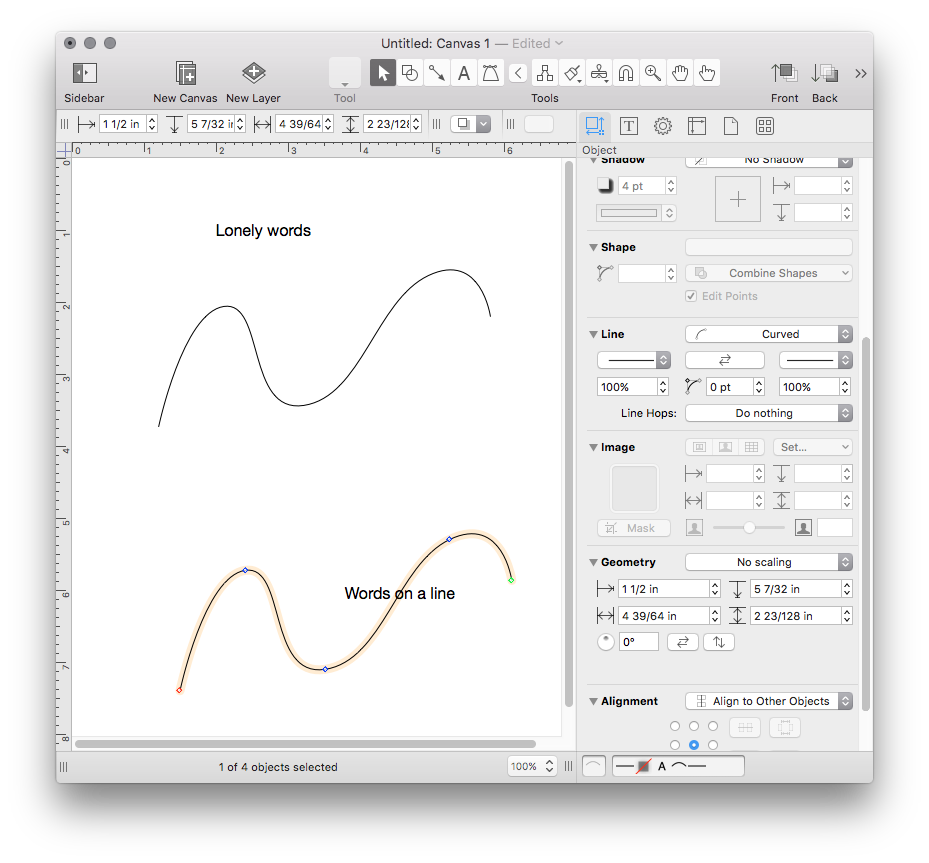curve text in gravit for mac