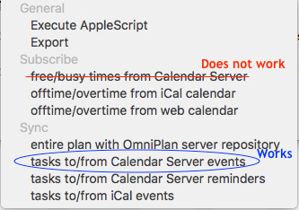 omniplan calendar sync