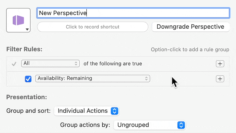 OmniFocus for Mac - Add None Rule Group